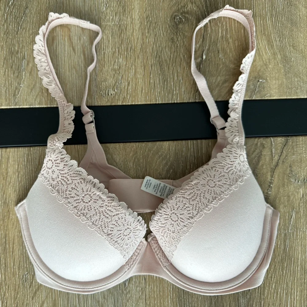 NWOT - Aerie Real Sunnie Demi Push-up Bra with Lace Trim, Ballet Pink - Picture 1 of 5